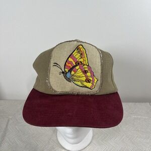 Vintage Cotton Brand Butterfly Embroidered Logo Cap Hat Adj. Mens Made USA